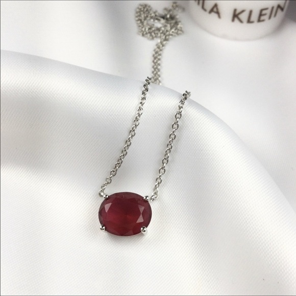 Oval Ruby Fusion Necklace White Rhodium - Picture 2 of 4